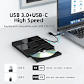 Miniatyrbilde 2 av 5: Ekstern CD/DVD-stasjon for bærbar PC, kompatibel med Windows 11/10/8/7, Mac OS, Linux, PC (7 i 1)
