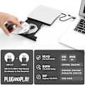 Miniatyrbild 2 av 3: Extern CD DVD-enhet USB 3.0 Portabel DVD ROM-spelare Brännare för Windows 10/8/7/Mac OS
