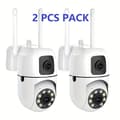 Dubbla Linser FHD 1080P Säkerhetskamera Med Smart Rörelsedetektering 2.4GHz 2-PACK