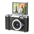 Miniatyrbillede 1 af 5: Digitalt Kamera 4K HD Kamera Med 2.4 Tommer Skærm Sort