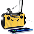 Miniatyrbild 1 av 5: Solcellsdriven Nödradio LED-ficklampa Portabel Handvev AM/FM Radio gul