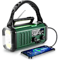 Miniatyrbild 1 av 5: Solcellsdriven Nödradio 10000mAh Handvev Väderradio AM/FM med LED-ficklampa /grön