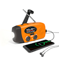 Miniatyrbild 1 av 4: Solcellsdriven Nödradio med Handvev, LED-Ficklampa, Portabel AM/FM-Radio 2000mAh/orange