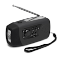 Miniatyrbillede 1 af 4: Radio Solar, 2000mAh, Nød håndsving FM-radio lommelygte med USB-kabel (sort)