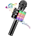 Miniatyrbillede 1 af 5: Børne Karaoke Mikrofon, Bærbar Trådløs Bluetooth Mikrofon med LED Lys til Drenge og Piger Sort