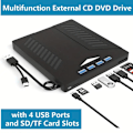 Pikkukuva 1 / 5: 7-in-1 Monitoiminen Ulkoinen CD DVD -asema, USB 3.0 Type-C CD DVD +/-RW -asema