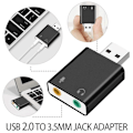 Miniatyrbilde 2 av 5: USB 2.0 Eksternt Lydkort 7.1 3D Lydadapter for Windows PC Laptop Hodetelefoner