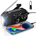 Pikkukuva 1 / 4: Aurinkokäyttöinen käsikampi radio kannettava ulkoiluun, hätätilanteisiin AM/FM-radio