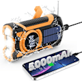 Pikkukuva 1 / 4: Käsikäyttöinen aurinkoenergialla toimiva hätäradio taskulampulla, kannettava Bluetooth AM/FM/sääradio 5000mAh/oranssi