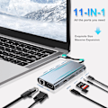 Miniatyrbillede 2 af 5: 11 i 1 USB-C Hub Adapter 100 Mbps RJ45 Ethernet SD/TF Kortlæser til MacBook Pro Air