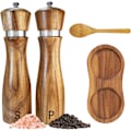 Miniatyrbilde 1 av 5: Sett med manuelle salt- og pepperkverner i tre, justerbar grovhet med brett og skje