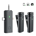 Miniatyrbillede 1 af 5: Trådløs Mikrofon til iPhone/Android/Kamera/PC, 3-i-1 Mini Mikrofon, Støjreducerende, Plug & Play Trådløs Mikrofon, 2-pak