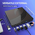 Pikkukuva 2 / 5: Monitoiminen ulkoinen optinen asema USB 3.0 ja TYPE-C DVD-poltin