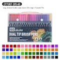 Miniatyrbilde 1 av 2: 60 Farger Dobbel Tip Marker Penn Svart Stang Pvc Boks Akvarell Penn Sett
