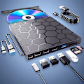 Pikkukuva 1 / 5: Kompakti 8-in-1 ulkoinen DVD-asema kannettaville tietokoneille - USB 3.0, erittäin ohut ja kannettava