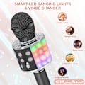 Miniatyrbillede 4 af 5: Børne Karaoke Mikrofon, Bærbar Trådløs Bluetooth Mikrofon med LED Lys til Drenge og Piger Sort