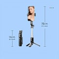 Miniatyrbillede 2 af 4: Bærbart Selfie Stick Stativ Med Trådløs Fjernbetjening 27 Tommer Udtrækkelig Og Roterbar Sort