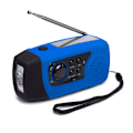Pikkukuva 1 / 4: Aurinkoradio, 2000mAh, hätäkäyttöön tarkoitettu käsikammella toimiva FM-radio taskulampulla ja USB-kaapelilla (sininen)