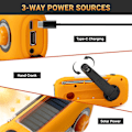 Miniatyrbild 2 av 4: Nödradio med solceller och vev 2000mAh Portabel AM/FM-radio/orange