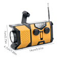 Pikkukuva 4 / 4: Käsikäyttöinen aurinkoradio 2000mAh Monitoiminen aurinkoenergialla toimiva AM/FM/NOAA-sääradio LED-taskulampulla/oranssi