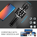 Miniatyrbillede 3 af 5: Børne Karaoke Mikrofon, Bærbar Trådløs Bluetooth Mikrofon med LED Lys til Drenge og Piger Sort