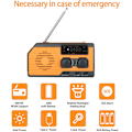 Miniatyrbild 4 av 5: Solradio, 2000mAh Vevradio Nödradio AM/FM/NOAA Väderradio med Ficklampa och Läslampa