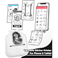 Miniatyrbild 3 av 5: Bärbar termisk skrivare bläckfri Bluetooth-ärmskrivare för inlärningsgrafik, anatomiska diagram, foton vit