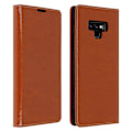 Pikkukuva 1 / 5: Folio Aitoa Nahkaa Galaxy Note 9 Kotelo Korttipidike Videoteline Punainen GS Light Brown