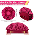 Miniatyrbild 5 av 5: 2-pack Sovmössa Satin Bonnet Natthuva Justerbar Sovmössa Huvudbonad Mjuk Huvudmössa Siden med Elastiskt Band för Kvinnor och Flickor (Svart, Röd)