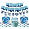 Pikkukuva 1 / 5: Lilo ja Stitch -syntymäpäiväjuhlakoristeet, Stitch-syntymäpäiväbannerikakkukoristeet ilmapallot, Stitch-teemaiset syntymäpäiväjuhlakoristeet
