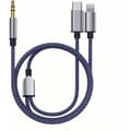 Flätad nylon USB-C & Lightning till 3,5 mm ljudadapter aux-kabel