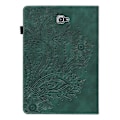 Miniatyrbild 2 av 5: Präglat Påfågelblommemönster Läder Tablet Skyddsskal med Rem Kompatibel För Samsung Galaxy Tab A 10.1 (2016) SM-T58 GS Green