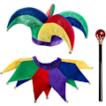 Miniatyrbild 2 av 5: Jesterdräkt - Hatt - Jester Clown Kostym - Kungens Narr GS