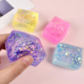 Miniatyrbild 4 av 5: Paljetter Iskub Klämleksaker Maltos Fyrkantig Kub Snabb Återhämtning Mjuk TPR Nyp Leksak Squishes Block Stress Relief Fidget Leksak Random Color
