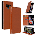 Pikkukuva 2 / 5: Folio Aitoa Nahkaa Galaxy Note 9 Kotelo Korttipidike Videoteline Punainen GS Light Brown