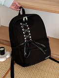 Stor kapacitet prikket polyester pendlerrygsæk Black
