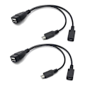 Miniatyrbild 1 av 5: Micro USB En till Två OTG Datakabel Med Strömförsörjningsport 2-Pack[D]