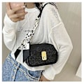 Miniatyrbild 4 av 4: Bow Crossbody Väska Dam Pu Läder Tote Mode Axelväska För Damer Black