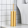 Miniatyrbillede 1 af 3: Toiletbørste i guld messing, gulvstående base rengøring