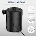 Miniatyrbild 3 av 6: 5200mAh uppladdningsbar portabel mini luftpump/tömningspump, lämplig för utomhuscamping, uppblåsbara madrasser, uppblåsbara sängar, swimmingpooler