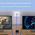 Miniatyrbillede 2 af 5: RJ45 1 ind 2 Netværksdeler 100Mbps 2-Port Mini Switch Samtidig Internetadgang Netværkssplitter