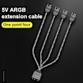 Miniatyrbilde 2 av 5: Coolmoon Argb Splitter 5v 3 Pin 1 Til 4 Universal 33.5cm Hovedkort Argb Skjøtekabel Med Beskyttelseshette For Stasjonær Kaesi