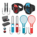 Miniatyrbilde 1 av 6: Switch Sports 12-i-1 bevegelsessensorspillsett NS OLED lyssabel håndleddsstropp benstropp tennisracket