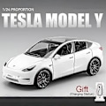 Miniatyrbillede 2 af 5: 1/24 Skala Tesla Model Y Støbt Legering Legetøjsmodel Bil Simulation Med Lyd Lys Træk Tilbage Funktion Samling Drenge Legetøjsgaver