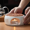 Miniatyrbillede 2 af 5: Tekande Te Lys Tekande Varmer, Tevarmer Kaffevarmer, Keramikvarmer, Keramik Hvid Tekande Isoleringsovertræk, 1 stk