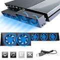 Miniatyrbild 1 av 5: Ps4 kylfläkt, Usb extern kylare 5 fläktar turbo temperaturkontroll kylfläktar för Ps4 spel Con
