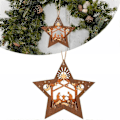 Miniatyrbild 5 av 5: Julkrubba Ornament Jul Trä Hängande Ornament Flerlagers Julkrubba Julgransprydnad