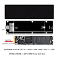 Miniatyrbilde 2 av 5: For 2012 Air A1425 A1398 A1465 A1466 SSD Kabinett USB3.2 GEN2 6Gbps M.2 SATA SSD Boks SSD Enclosure A-C