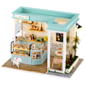 Miniatyrbild 1 av 3: DIY-stuga leende ljus matbutik kreativ trä mat lekbutik modell prydnader present