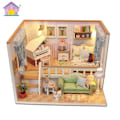 Miniatyrbild 2 av 4: Ny DIY-stuga Kreativt litet hus i trä Sandbord Monteringsmodell Material Dockhus Prydnader Födelsedagspresent